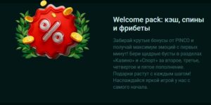 Welcome pack: кэш и фрибеты от Pinco