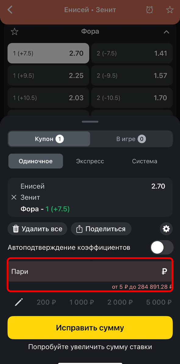 Ввод суммы в Леоне