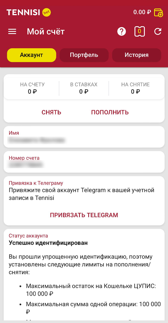 Профиль в Тенниси