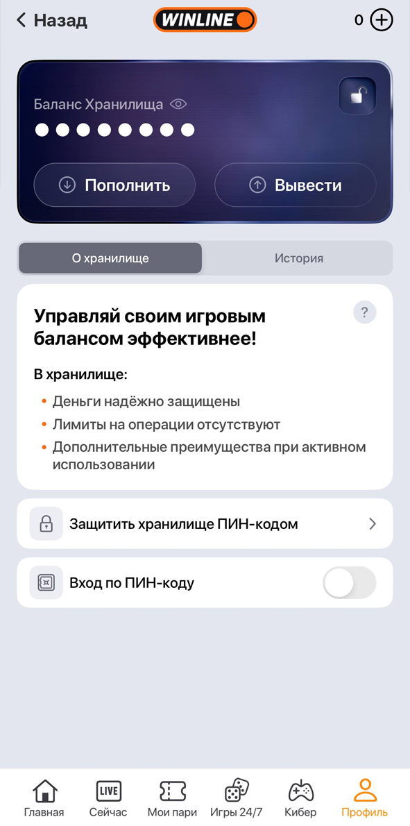 Хранилище в Винлайн