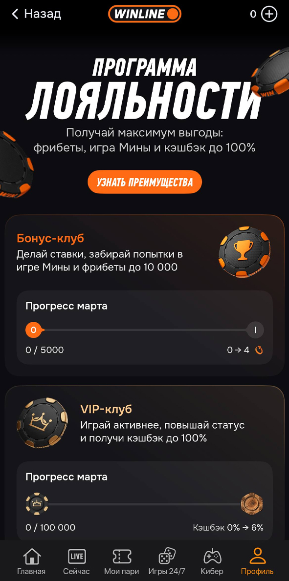 Программа лояльности Винлайн